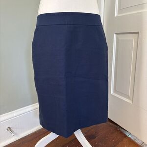 J. Crew Pencil Skirt Size 10 Navy Blue Knee Length Preppy‎ Classic